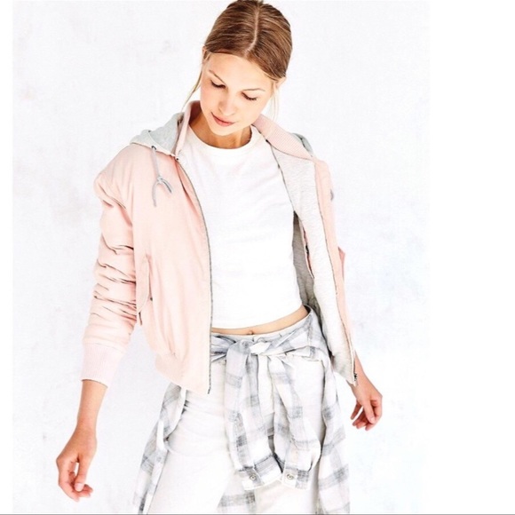 Urban Outfitters Jackets & Blazers - Silence + Noise MA Light Pink Hooded Bomber Jacket